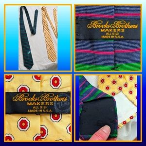 Brooks Brothers Maker Vintage Silk Ties Lot of 2 Varsity Stripe & Paisley EUC